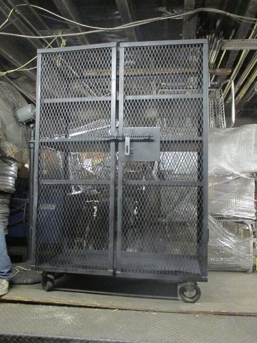 SECURITY STORAGE STEEL MESS CAGES ON WHEELS - 4 SHELFS - 49&#034;x 23&#034;x 77&#034;