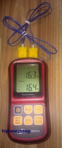 Digital Thermometer Dual Channel Input Thermocouple K J T E R S N C/F Selection