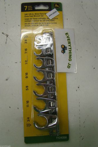 John Deere 7-Piece SAE 3/8&#034; Drive Flare Nut Crow Foot Wrench Set - TY24358