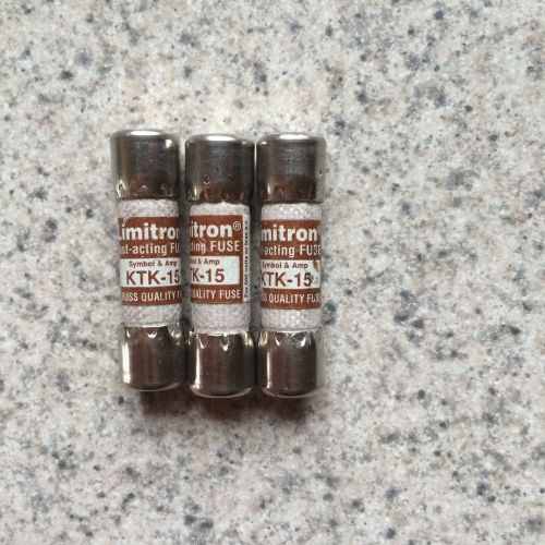 KTK-15 : 15A Fast Act Fuse 600v (qty 3)