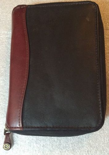 Compact Black Brown Franklin Covey Planner Leather Binder  1&#034; Rings Spacemaker