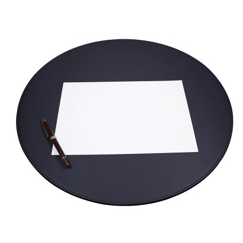Round Desk Mat (Diameter 19.7&#039;&#039;) - Navy Blue - Smooth Leather