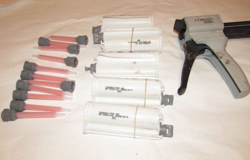 Corian joint adhesive, royal red, 5 tubes plus dispenser gun and 11 mixing tips for sale
