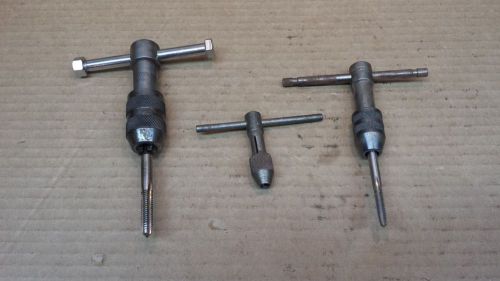 Lot of 3 t-handle tap wrench l.s. starrett 93c 1/4&#034; - 1/2&#034; general 164 0-1/4&#034;... for sale