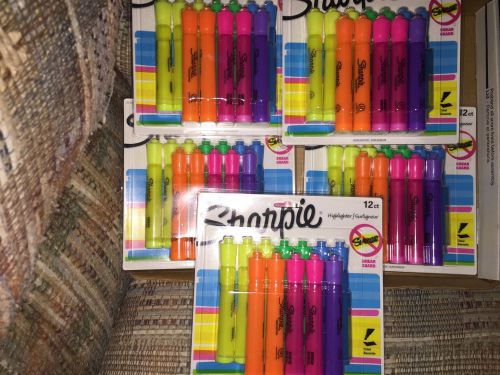 Sharpie Accent Tank Highlighter Chisel Tip Assorted Colors, Smear Guard 5/12 Pks