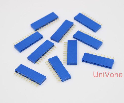 .100&#034; pin header female 1x10pin pcb receptacle blue x25pcs for sale