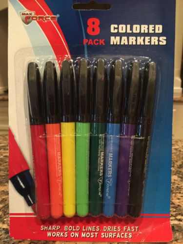 8 Color Permanent Markers Fast Drying Non Toxic Sharp Bold Lines from Max Force