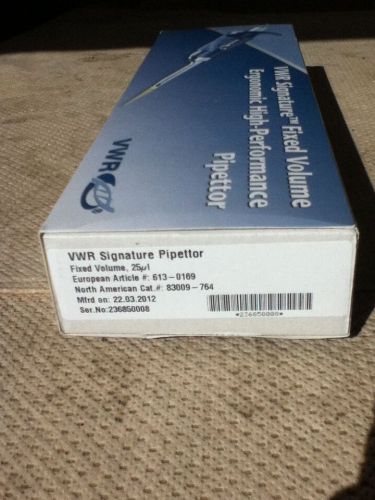 VWR Signature Fixed Volume Pipettor 25 ul 83009-764 New autoclavable
