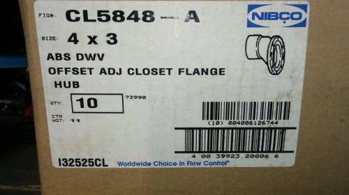 Case of 10 new nibco 4 x 3 offset adj. closet / toilet flange pvc dwv for sale