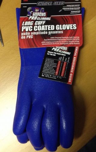 Grease Monkey Chemical Series Long Cuff PVC Coated Gloves Size Large Blue