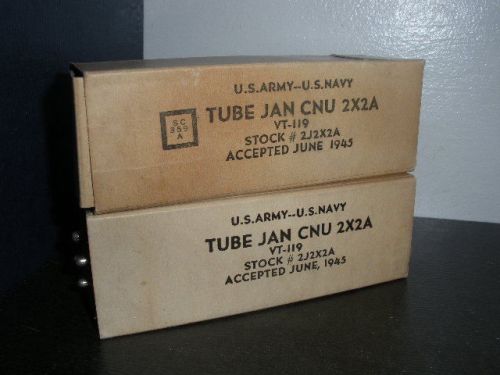 Two NOS National Union VT119 JAN-CNU-2X2A Vacuum Tubes 1945 New Tube Army Navy
