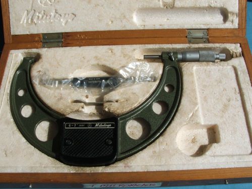 Mitutoyo 6-7” Micrometer #103-221 in wooden case, Inch Inspection machine LOOK