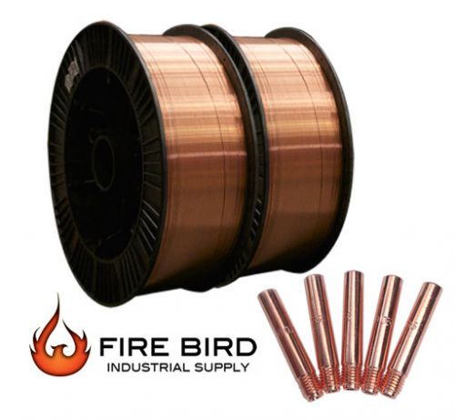 2 44LB ROLLS MIG WELDING WIRE ER70S-6 .035 plus 5 free 14-35 contact tips!