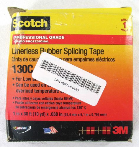 3M Scotch 130C Linerless Black Rubber Splicing Tape 1&#034; x 30&#034;