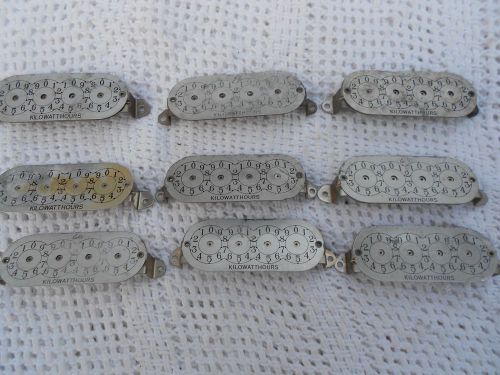 Vintage Lot of  (9)  Used Kilowatt Hour Face Plates for Electric Meters