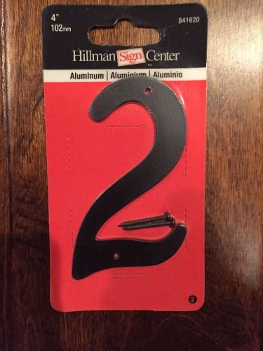 New 4&#034; Hillman Sign Center #2 Black Aluminum Number - FREE SHIPPING!