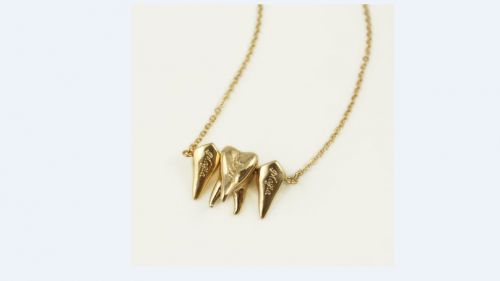 1 Piece Molar Teeth Tooth Shape Necklace Golden Plated Look Metal Dental Culture