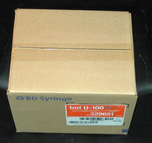 100 BD 329651 PrecisionGlide 1mL Insulin Syringe 25g 5/8&#034; New &amp; Sealed