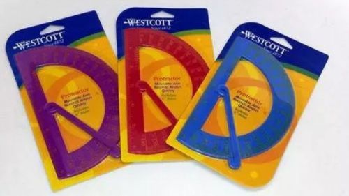 Lot of 72 Protractors - Westcott 180 Degree Plastic Protractor With Swing Arm