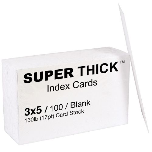 SUPER THICK 3&#034;x5&#034; Heavy Weight Index Cards (100, Blank), Flash Note Post Cards