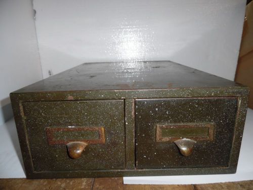 Vintage Berloy 2 Drawer Metal Filing Cabinet Green Office Furniture Used