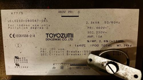 Toyozumi Transformer 2.3kva  UEL0230-090047-06S