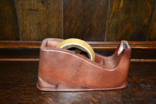 Vintage Brown Tape Heavy Weighted Dispenser Office Collectible #5730