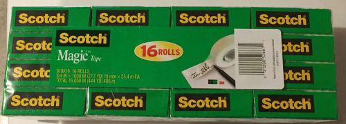 Brand New Scotch Magic Tape 3/4&#034; X 1000&#034;, 1&#034; Core, Clear Photo Safe- 16 Rolls!