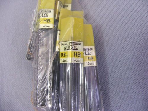 8 tubes pentel hi polymer 0.9mm hb lead refill tubes 60mm long for sale