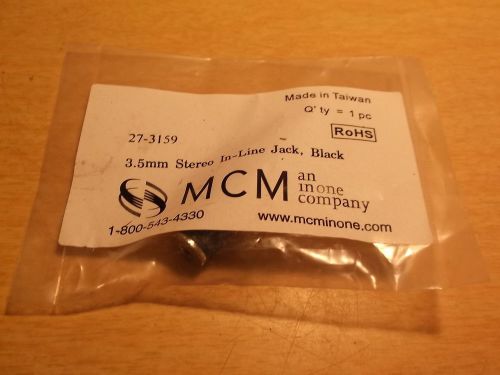 NEW MCM 3.5mm Stereo In-Line Jack, Black 27-3159 *FREE SHIPPING*