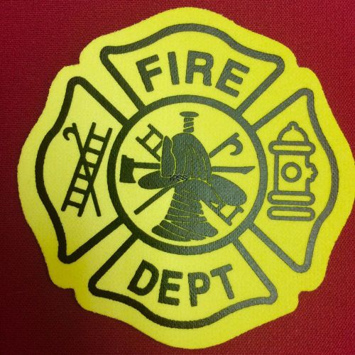 3m fluorescent yellow fire department maltese cross 3 x 3 inch for your helmet for sale