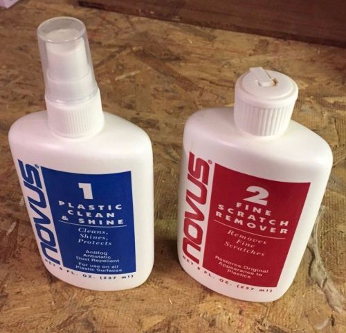 Two bottles of Novus 1 and 2 plastic clean and shine fine scratch remover