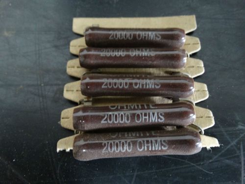 PACK OF 5 OHMITE WIREWOUND 20000 OHM RESISTOR
