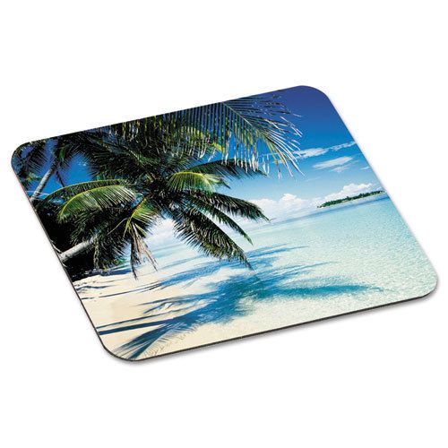 Mouse Pad with Precise Mousing Surface, 9&#034; x 8&#034; x 1/8&#034;, Tropical Beach Design