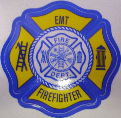EMT FIREFIGHTER W/ MALTESE CROSS CENTER  3M  3 INCHES NAVY YELLOW