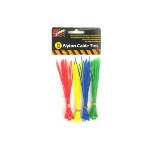 Wholesale Lot of 24 Units 72 per Pack Nylon Cable Ties Assorte Colors New