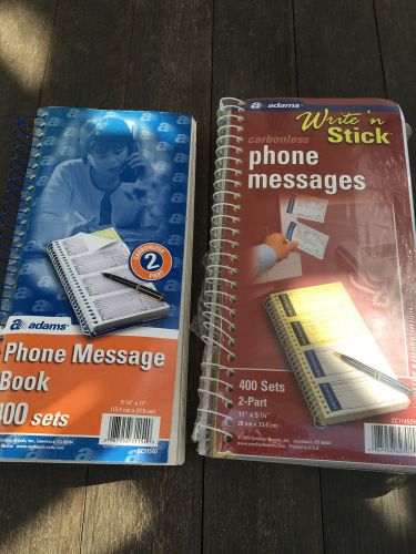 1200 notes Adams Phone Message Books (3 Pak) Carbonless 2 Part NEW Sealed