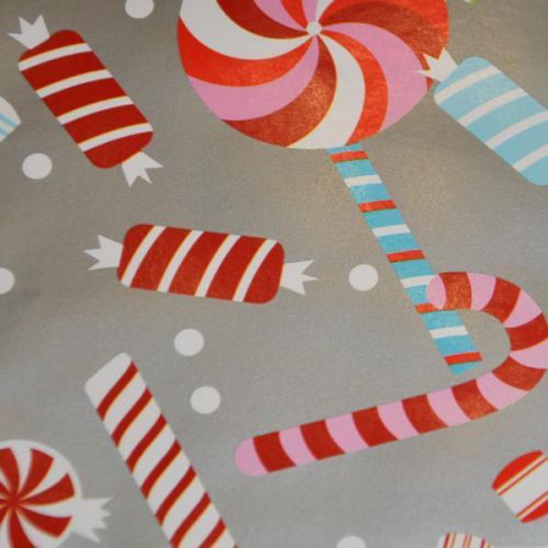 Sweet Heart/Sweets, silver BG Gift Wrapping Paper, Counter Roll, 500mm x 50m