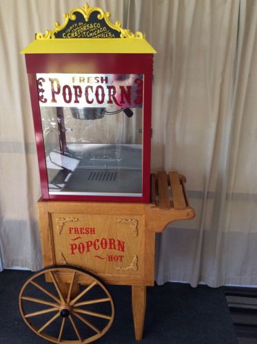 Cretors Antique Gold Rush Popcorn Machine w/ Amish Made Concession Cart Wagon!!!