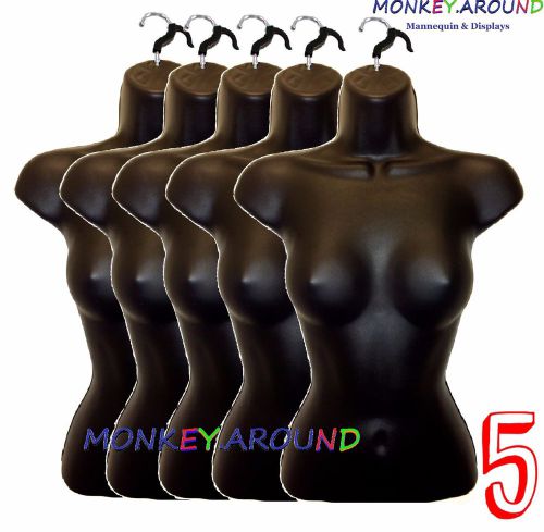 Lot 5 female mannequin black dress torso body form+5 hook,women clothing display for sale