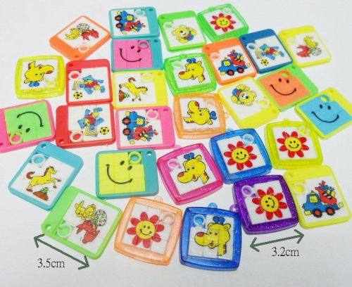 12 PCS bulk Mini Slider Puzzle Charms for Necklace Pinata Party Cake Decoration