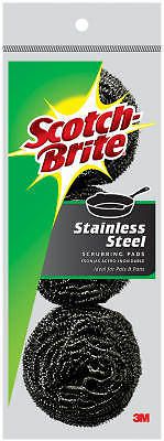 3M 214C Scotch-Brite Scouring Pad-3PK STAINLESS STL PADS