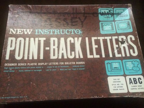 Vintage 1963 Instructo 2&#034; Black Point Back Capital Letters Bulletin Board Sign