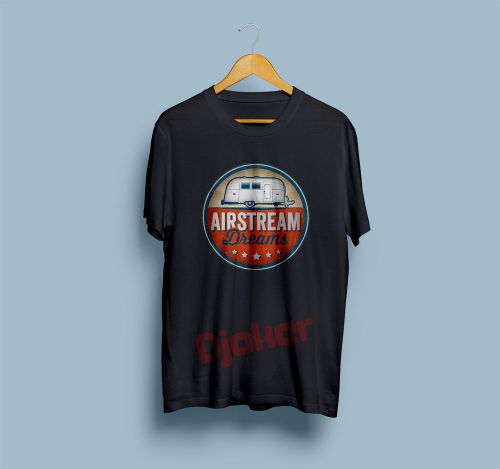 New !!! AIRSTREAM TRAVEL TRAILER LOGO Men&#039;s Black T Shirt Size S to 3XL