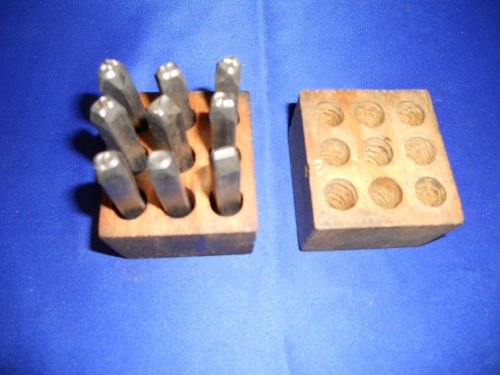 Antique Number Punch Set w/wood box  A0218