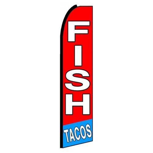 Fish tacos red 15&#039; flutter feather business swooper flag banner made in usa for sale
