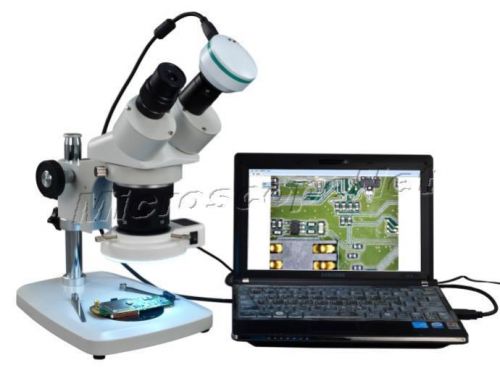 Binocular multi-power stereo microscope 5x-60x led ring light+2mp digital camera for sale