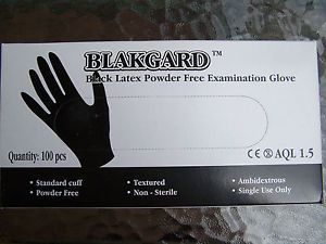 Blakgard 100 PCS - Medium - Black Latex Powder Free Examination  Gloves