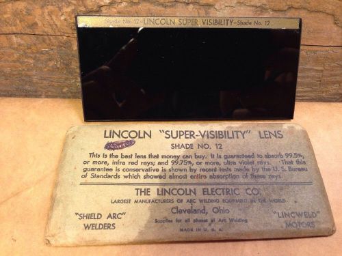 Vintage Lincoln &#034;Super Visibility&#034; Lens #12 Welding Plate Arc Weld Check It Out!