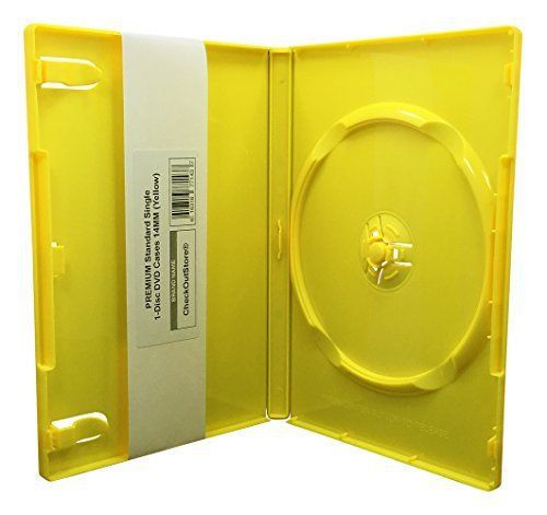 6 CheckOutStore® PREMIUM Standard Single 1-Disc DVD Cases 14mm Yellow